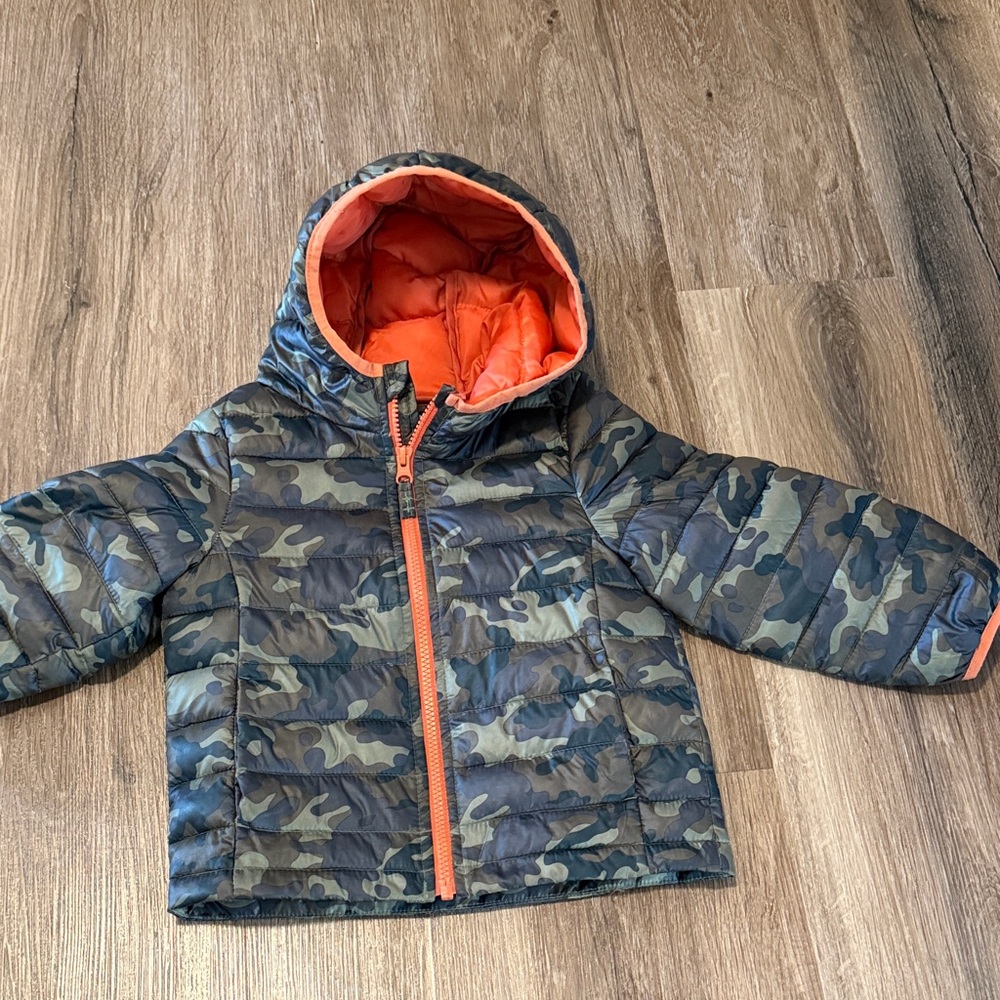 Jumping Beans Camouflage Jacket with Bright Orange Lining